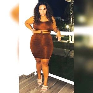 Brown Ruched 2 Piece set